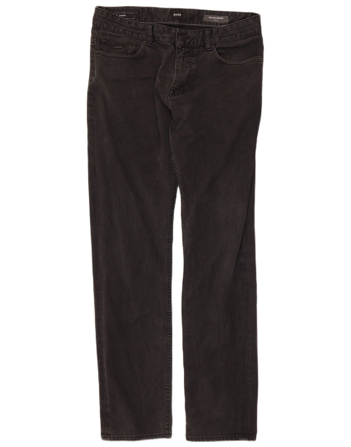 HUGO BOSS Dame Delaware Slim Jeans W34 L32 Sort Bomuld