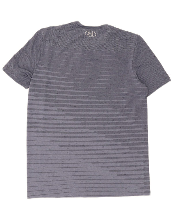 Under Armour Herre Heat Gear T-Shirt Top Medium Blå Stribet