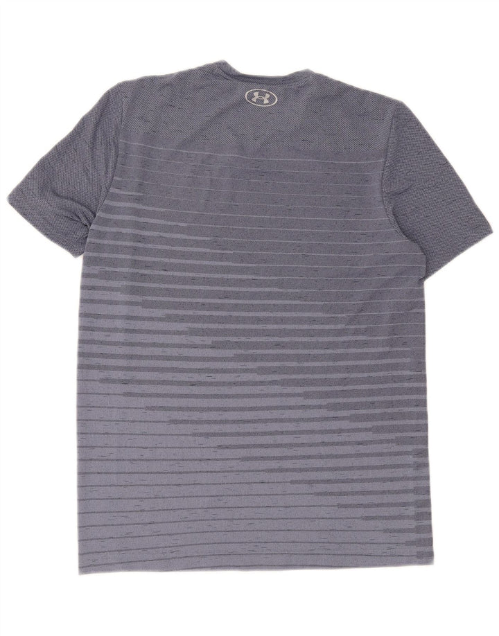 Under Armour Herre Heat Gear T-Shirt Top Medium Blå Stribet