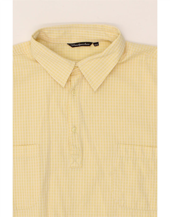 WOODPECKER Mens Short Sleeve Pullover Shirt IT 60/62 3XL Yellow Check Vintage Woodpecker and Second-Hand Woodpecker from Messina Hembry 