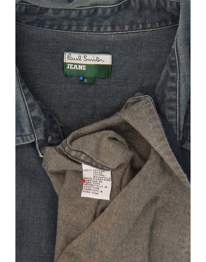 Paul Smith Kortærmet denimskjorte til mænd Stor marineblå bomuld