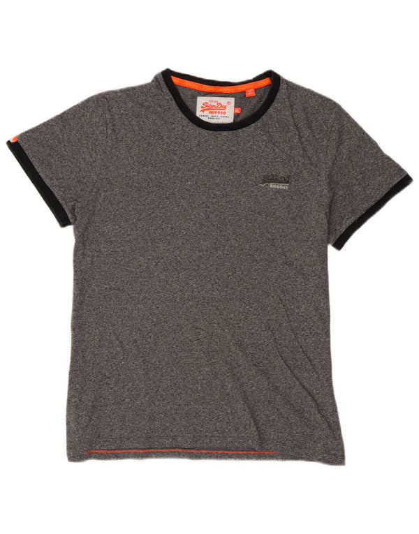 Superdry Herre T-shirt Top XL Grå Flecked Bomuld