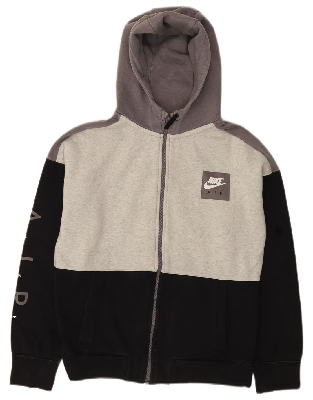 NIKE Air Graphic hættetrøje med lynlås til drenge 13-14 år XL Sort Colourblock