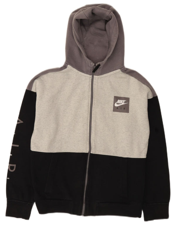 NIKE Air Graphic hættetrøje med lynlås til drenge 13-14 år XL Sort Colourblock