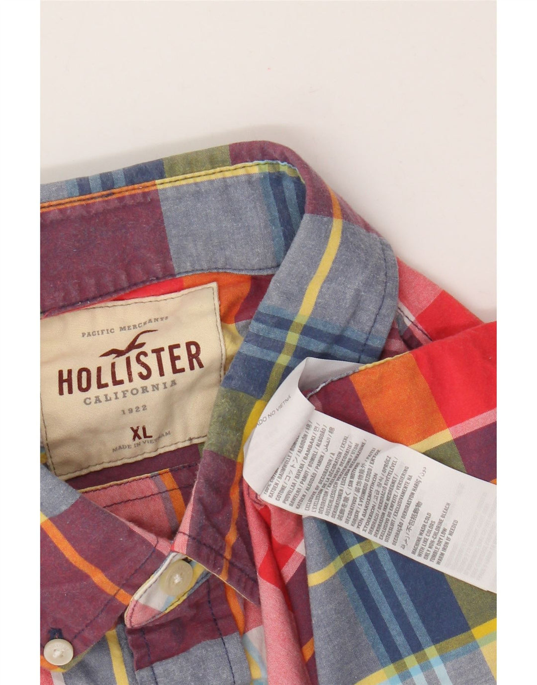 Hollister herreskjorte XL flerfarvet ternet bomuld