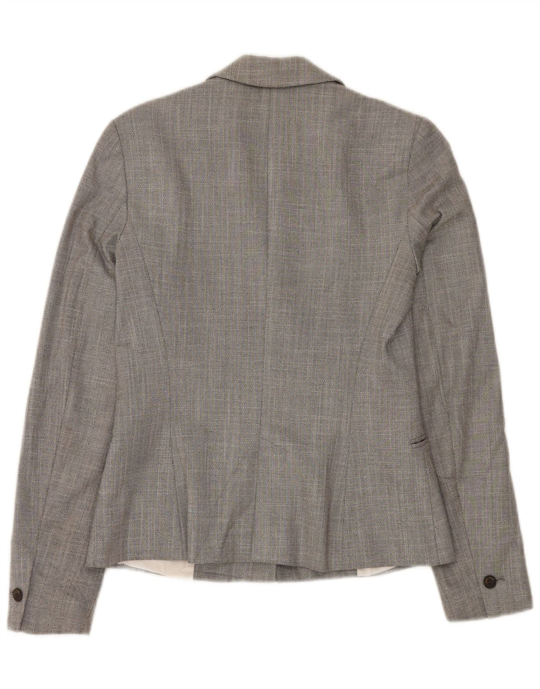 Zara Dame 1 Knap Blazer Jacket UK 6 XS Grå Chevron Polyester