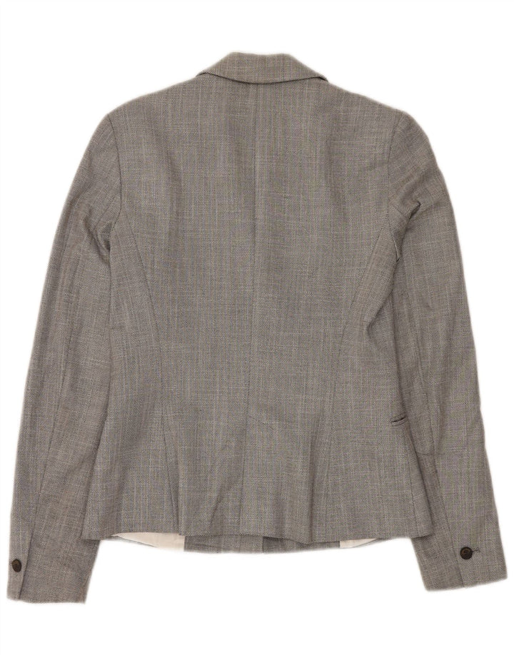 Zara Dame 1 Knap Blazer Jacket UK 6 XS Grå Chevron Polyester