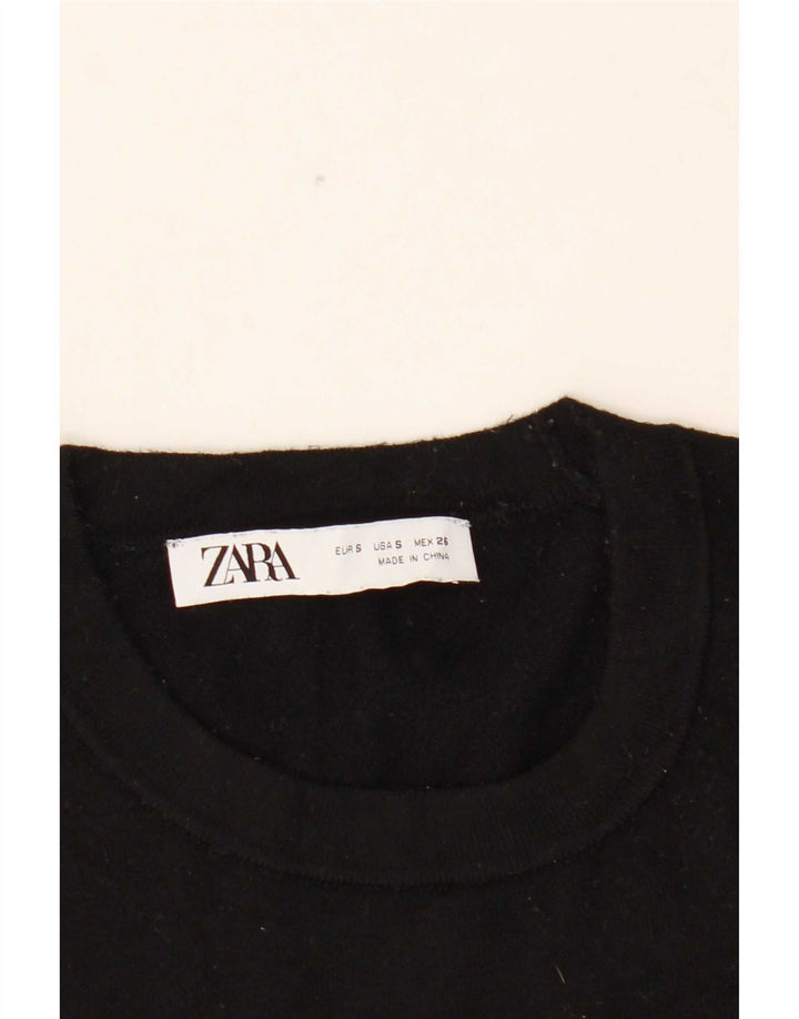 Zara Dame Boat Neck Jumper Sweater UK 10 Small Black