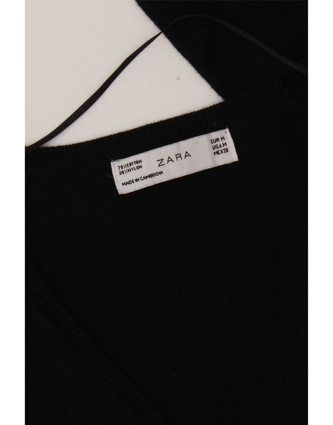 Zara Dame Cardigan Sweater UK 12 Medium Sort Bomuld