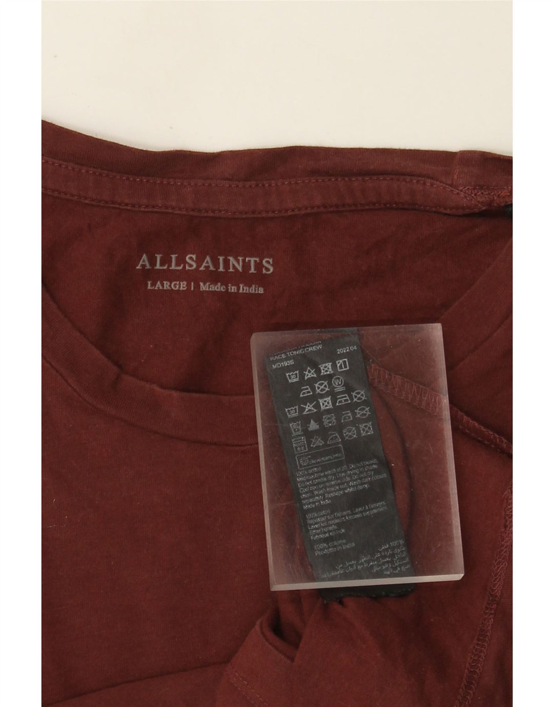 All Saints Herre T-Shirt Top Stor Brun Bomuld