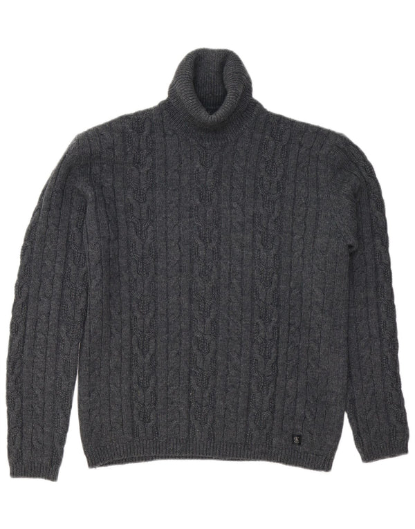 CALVIN KLEIN JEANS Oversized trøjetrøje med rullehals til kvinder UK 18 XL Grå