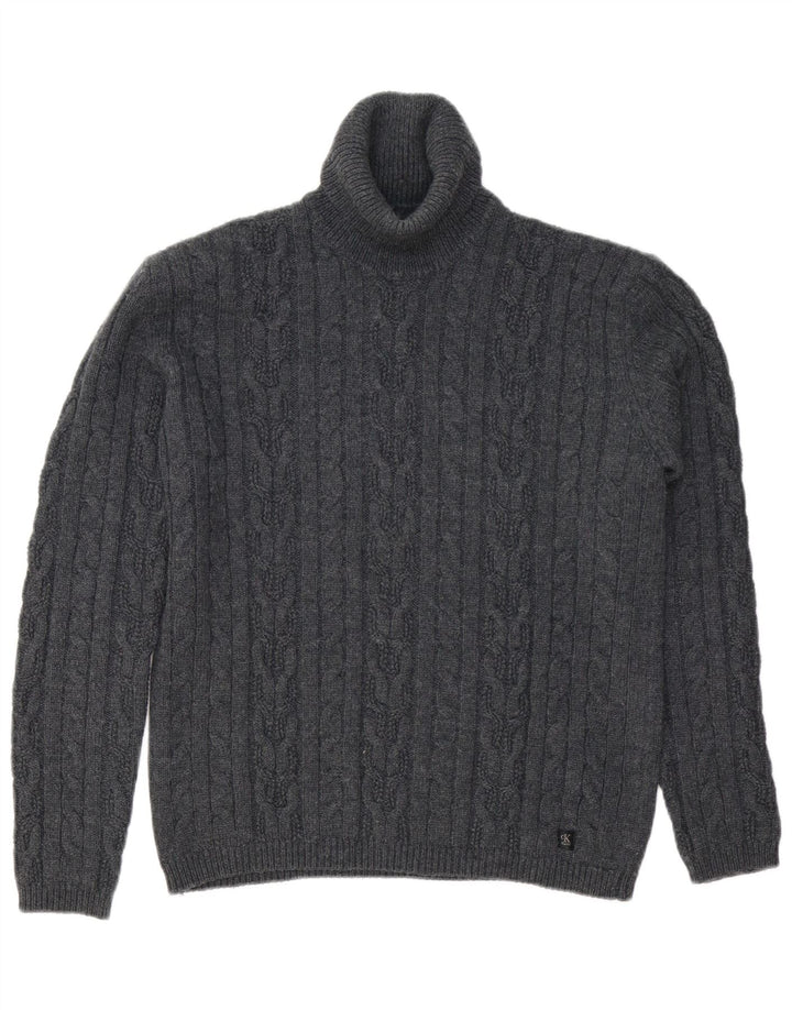 CALVIN KLEIN JEANS Oversized trøjetrøje med rullehals til kvinder UK 18 XL Grå