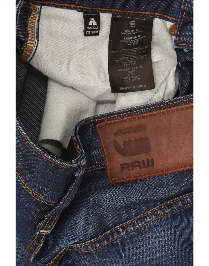 G-Star Herre 3301 Straight Jeans W30 L32 Blå Bomuld
