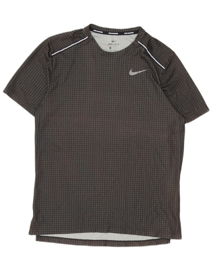 Nike herre Dri Fit T-shirt top mellemgrå geometrisk polyester