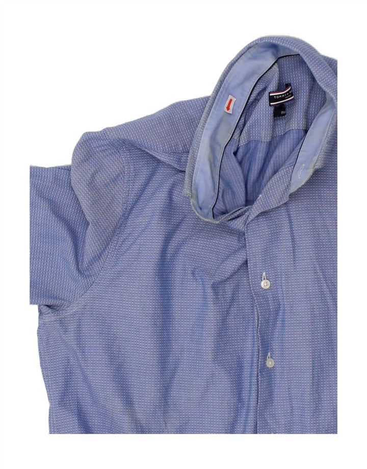 TOMMY HILFIGER Mens Fitted Shirt Size 41 16 Large Blue Spotted Cotton Vintage Tommy Hilfiger and Second-Hand Tommy Hilfiger from Messina Hembry 