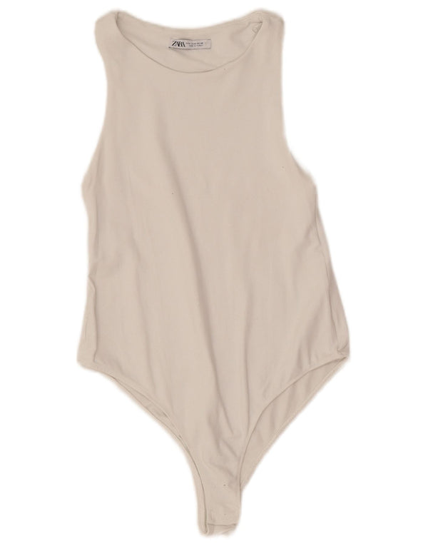 Zara ærmeløs bodysuit til kvinder UK 12 Medium White