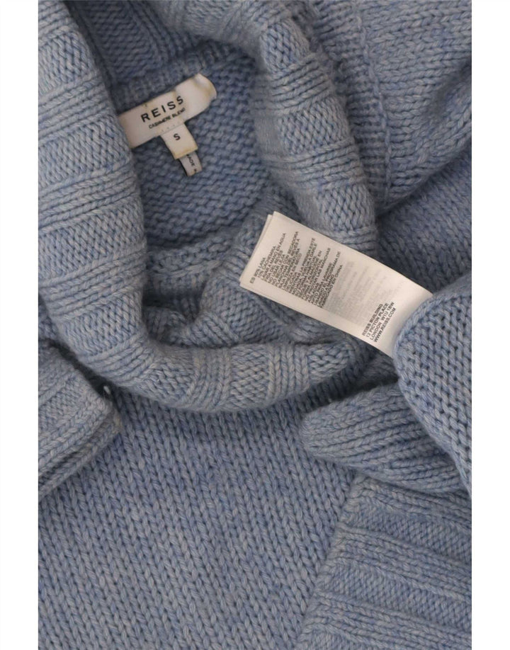 Reiss Dame Oversized Roll Neck Jumper Sweater UK 10 Small Blue Wool