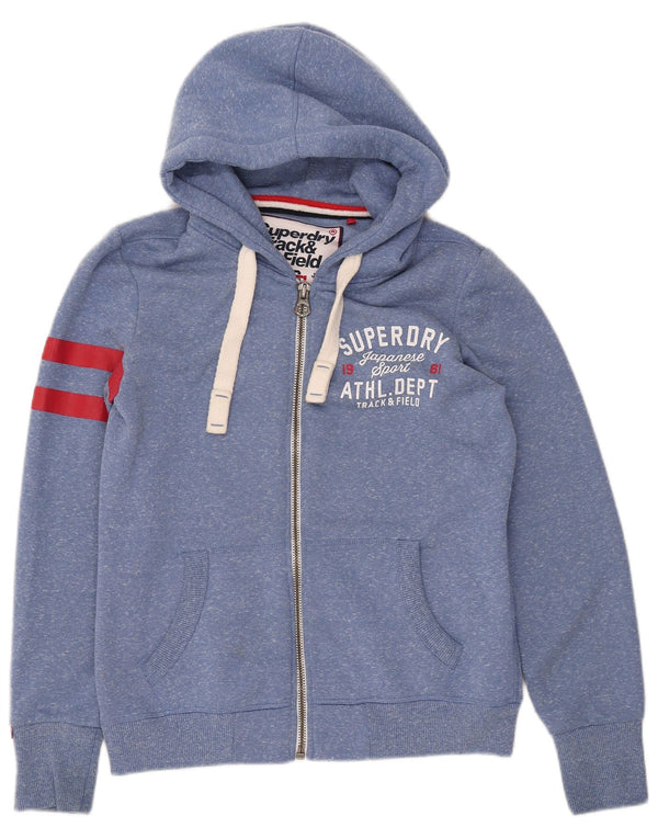 SUPERDRY hættetrøje med lynlås til kvinder til kvinder UK 14 Medium Blue Flecked