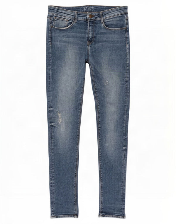Zara Dame Distressed Skinny Jeans EU 42 Large W32 L33 Blå Bomuld
