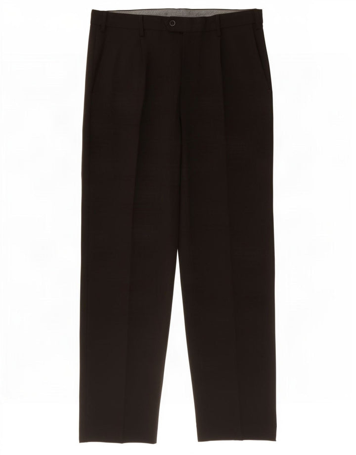 Marks & Spencer Herre Regular Suit Bukser W36 L33 Sort Polyester