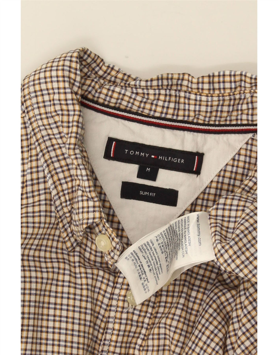 TOMMY HILFIGER Herre Slim Fit skjorte Medium Gul Gingham Cotton