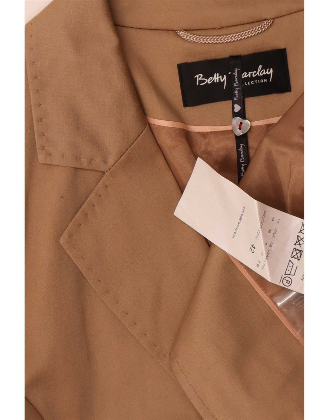 Betty Barclay Dame 2 Button Blazer Jacket UK 16 Stor Beige Bomuld