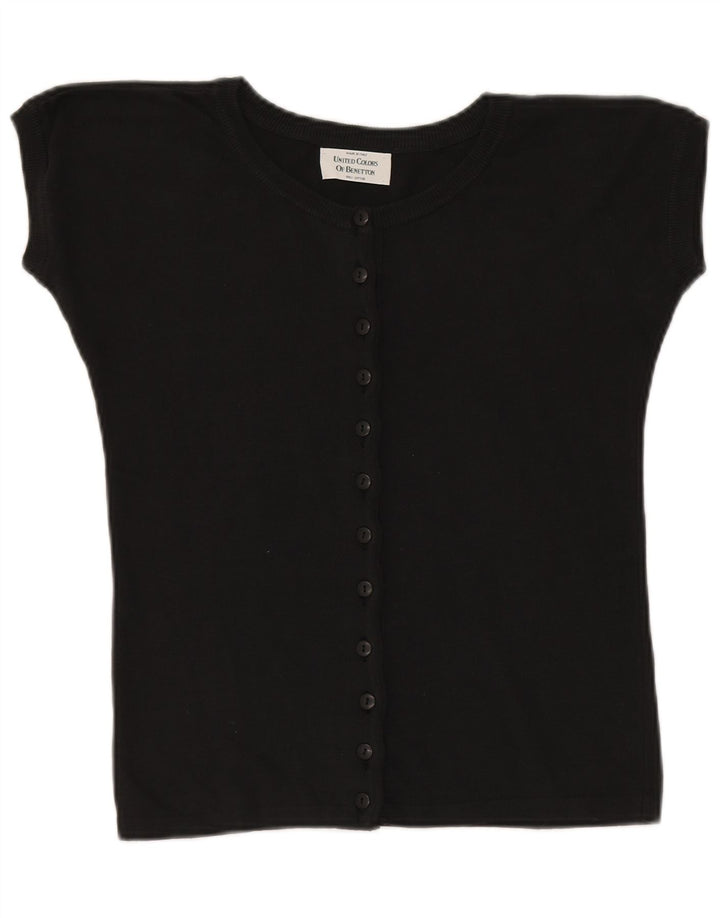 Benetton Damestrik Crop Top IT 46 Stor sort bomuld
