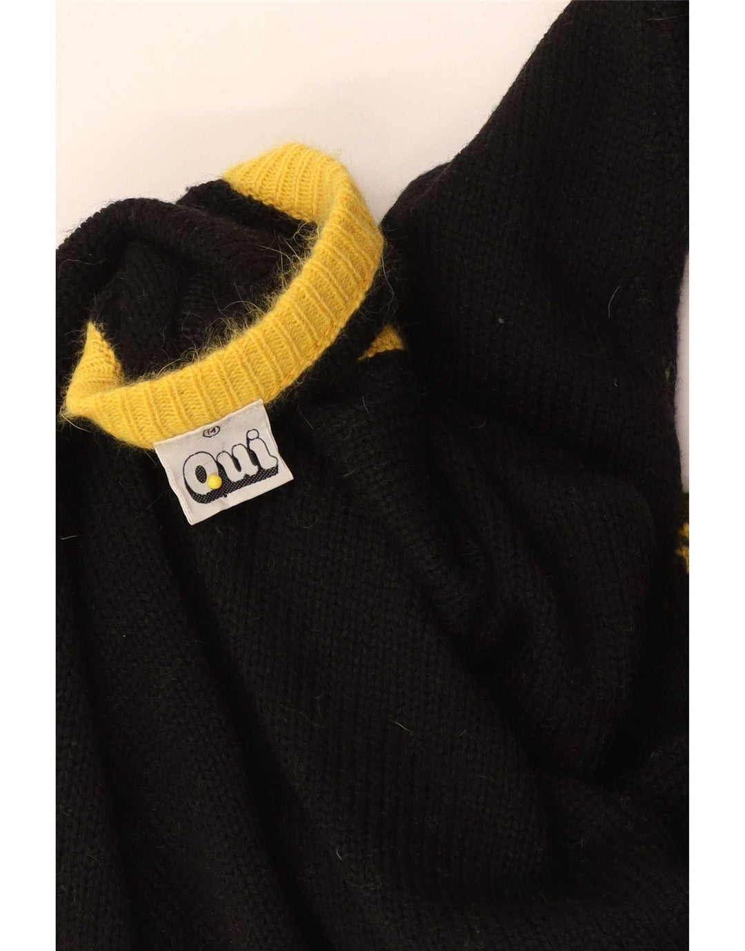 Oui Dame V-hals sweater UK 14 Medium Sort Colourblock
