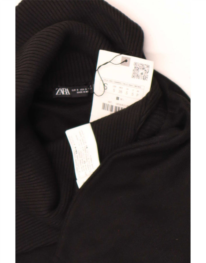 Zara Dame Asymmetrisk Oversized Vest Tank Top UK 10 Small Black Polyester