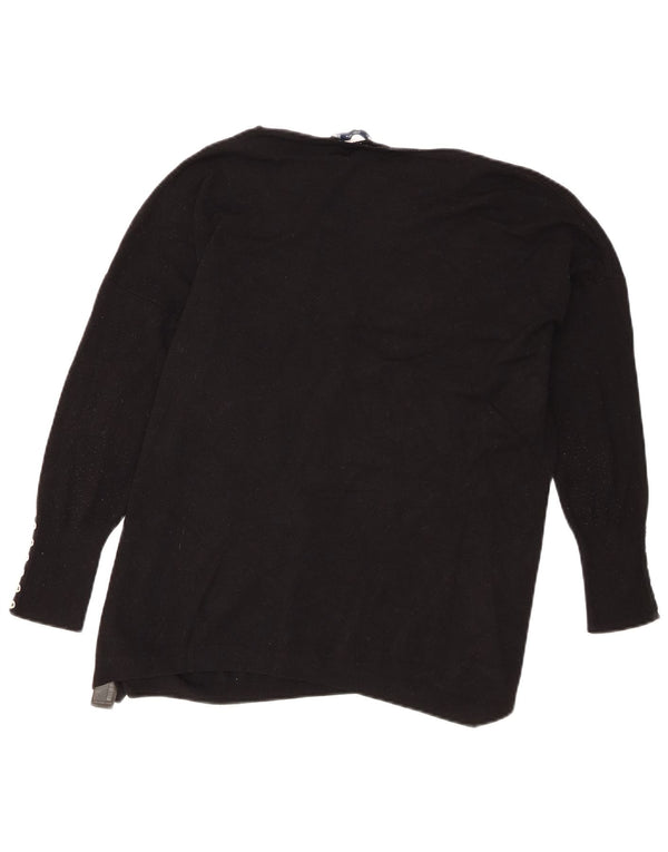 Zara Dame Boat Neck Jumper Sweater UK 16 Large Black Viscose