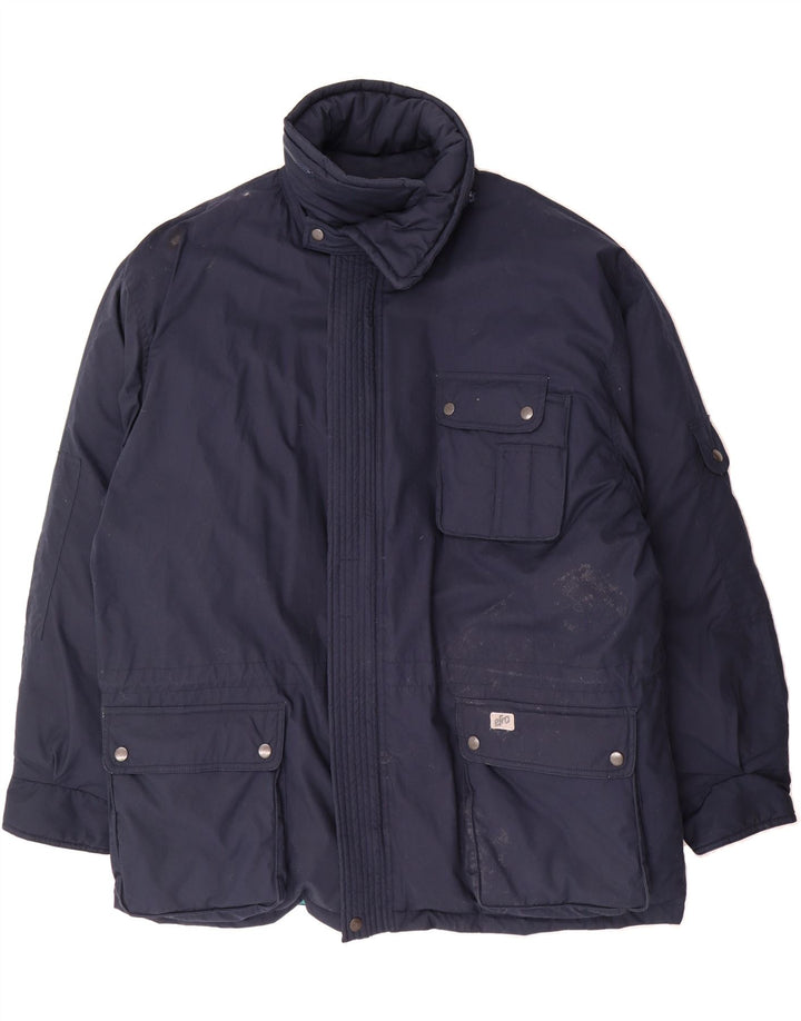 VINTAGE Mens Windbreaker Jacket IT 56/58 XL Navy Blue Cotton Vintage Vintage and Second-Hand Vintage from Messina Hembry 