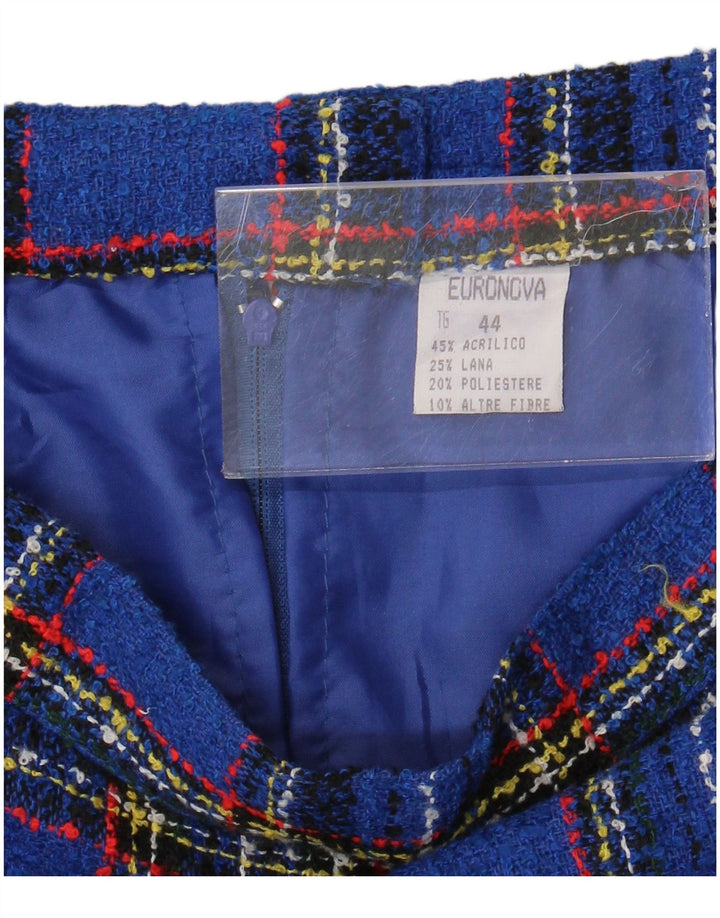 Euronova Dame Mini Nederdel IT 44 Medium W28 Blue Check Acryl