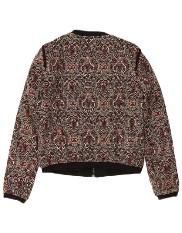 Zara Womens Crop Bomber Jacket UK 10 Small Multicolored Paisley