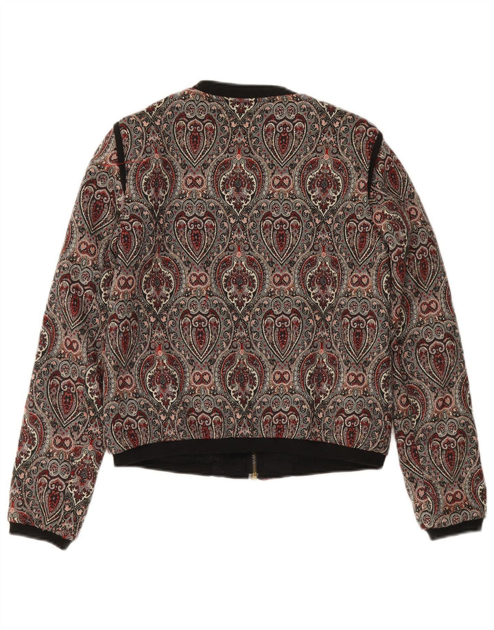 Zara Womens Crop Bomber Jacket UK 10 Small Multicolored Paisley
