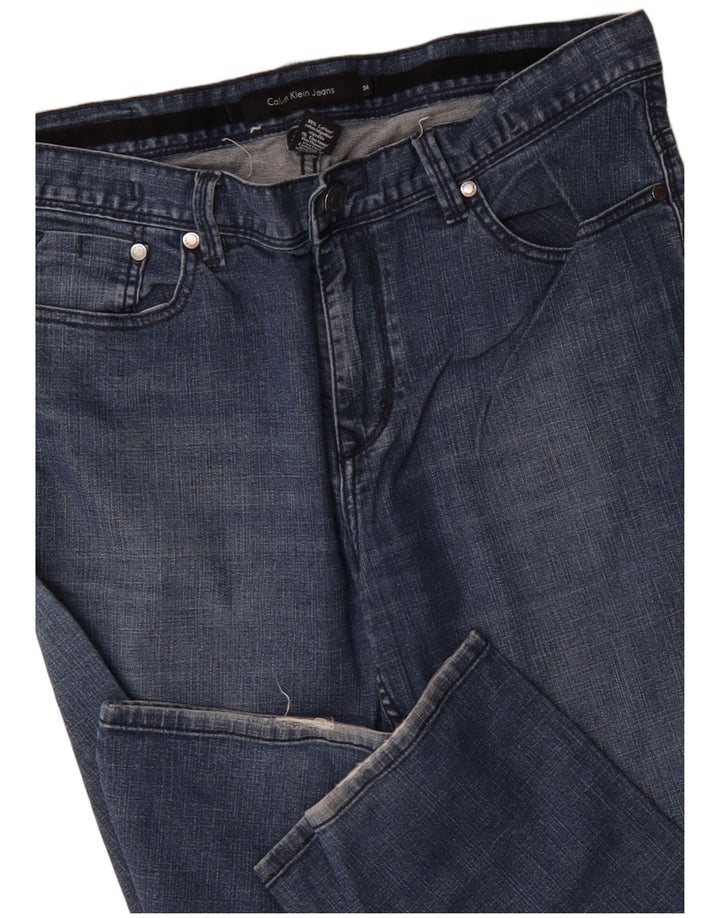 CALVIN KLEIN Straight jeans til mænd W34 L30 Blå Bomuld