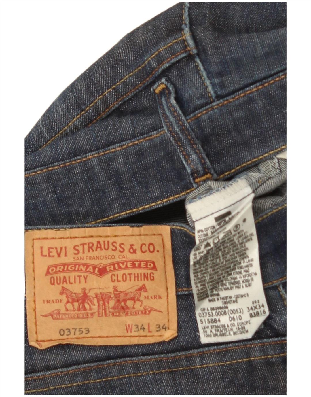 Levi's Straight Jeans til mænd W34 L34 Marineblå bomuld