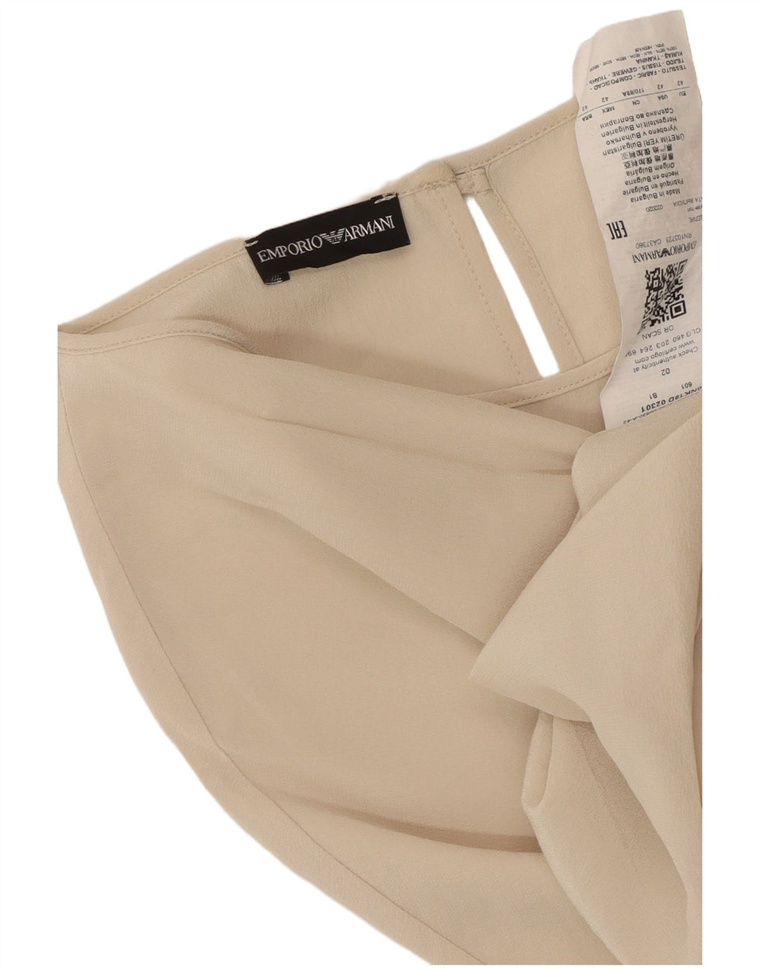 Emporio Armani Dame bluse Top EU 42 Large Off White Silke