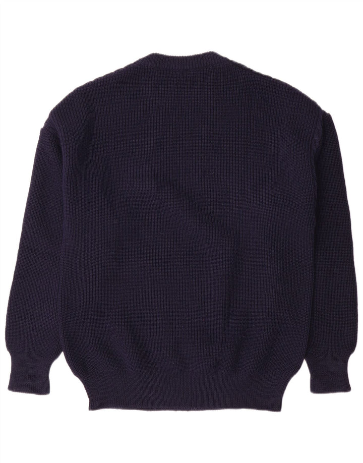 Ellesse Herre Crew Neck Jumper Sweater IT 52 Large Navy Blue Wool