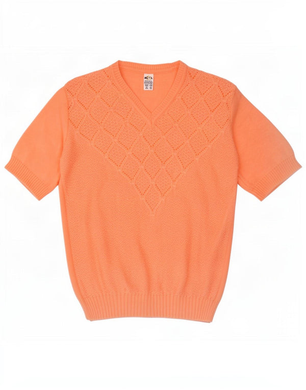 Vintage Dame Kortærmet V-hals sweater IT 42 Medium Orange