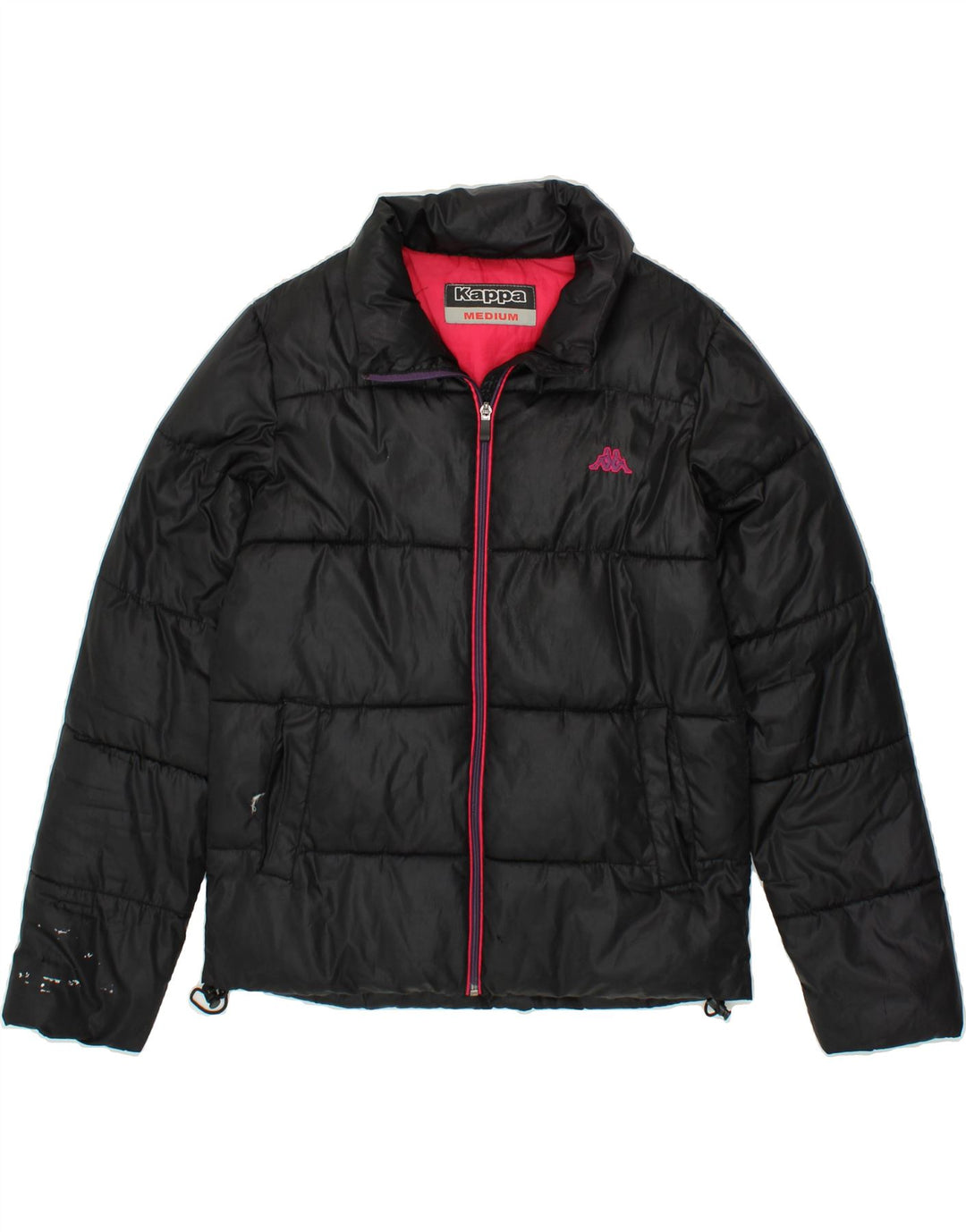 KAPPA Womens Padded Jacket UK 14 Medium Black Polyester Vintage Kappa and Second-Hand Kappa from Messina Hembry 