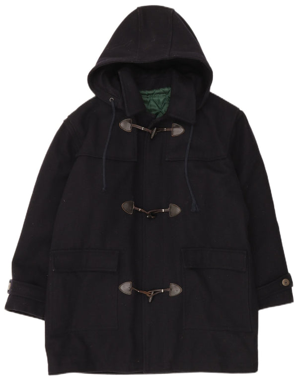 VINTAGE Mens Hooded Duffle Jacket UK 40 Large Navy Blue