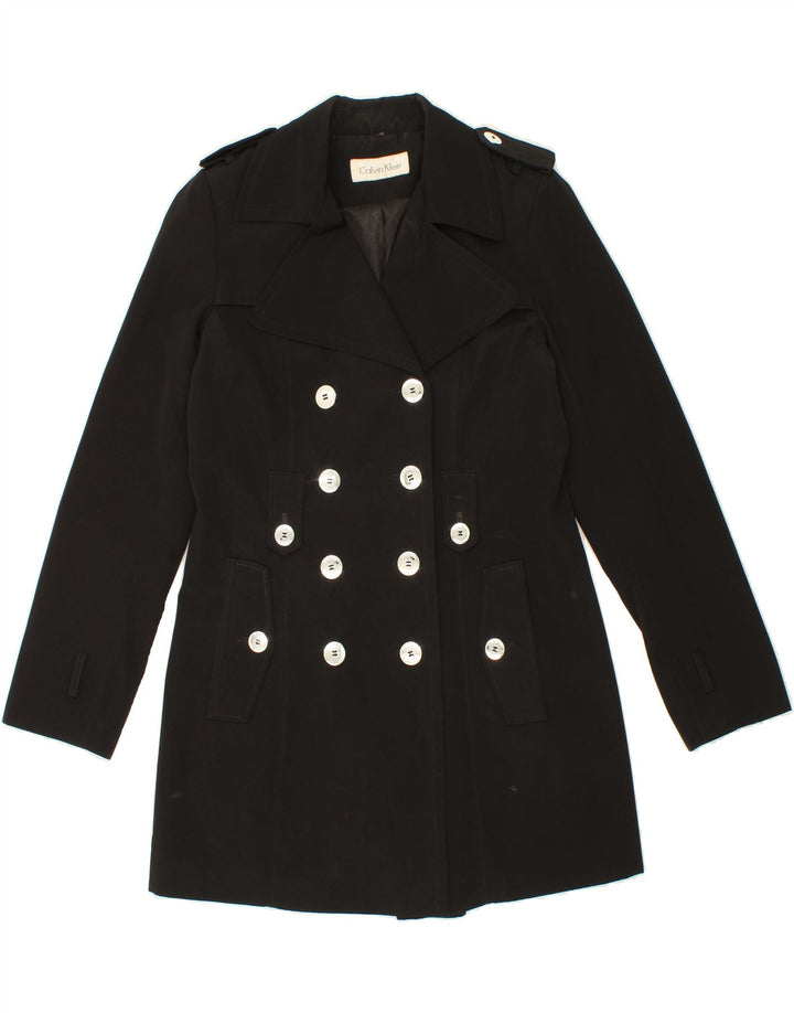 CALVIN KLEIN Womens Military Double Breasted Coat UK 14 Medium Black Vintage Calvin Klein and Second-Hand Calvin Klein from Messina Hembry 