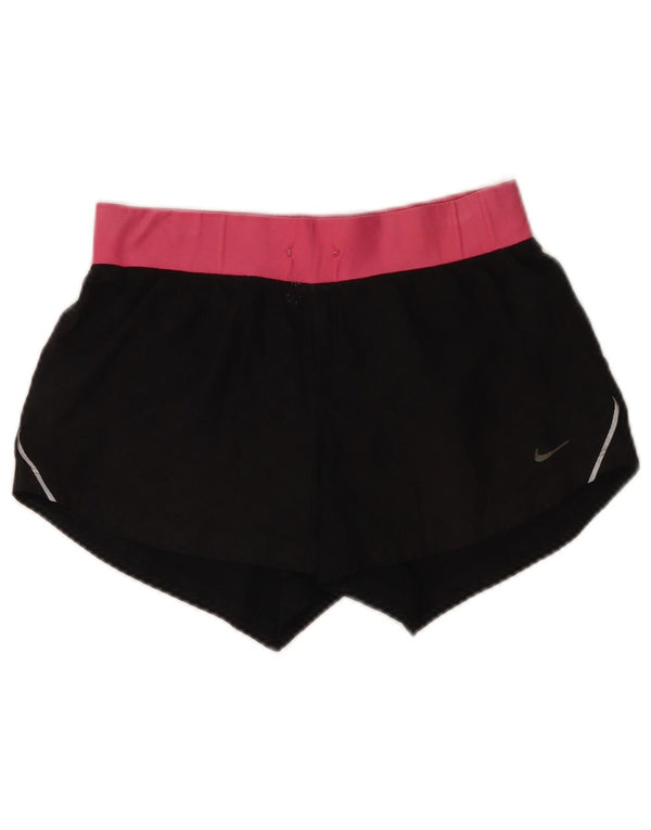 Nike Dame Dri Fit Sports Shorts UK 8 Small Black Colourblock Polyester