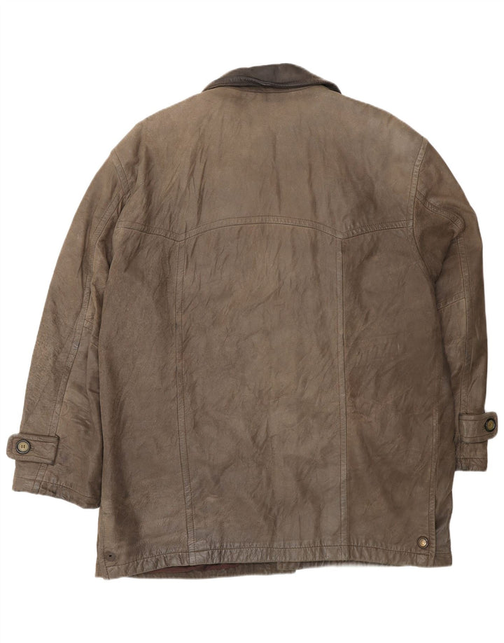 L.LAMBERTAZZI Læderfrakke til mænd UK 40 Stort brunt læder
