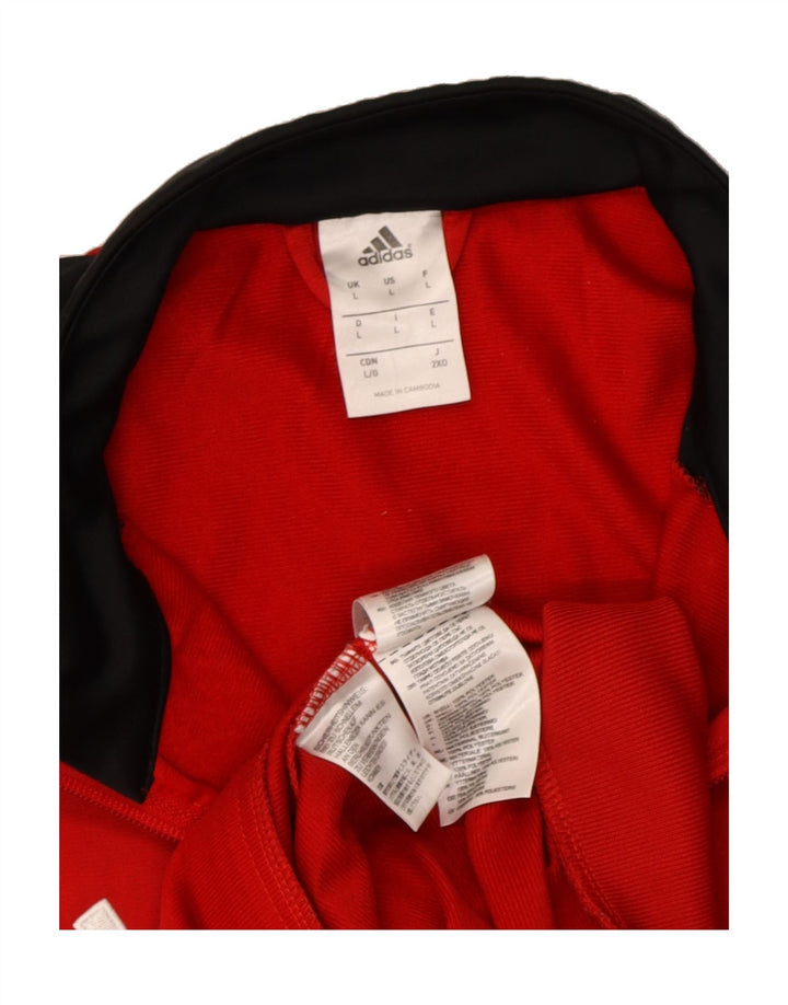 ADIDAS Mens Tracksuit Top Jacket Large Red Colourblock Polyester Vintage Adidas and Second-Hand Adidas from Messina Hembry 