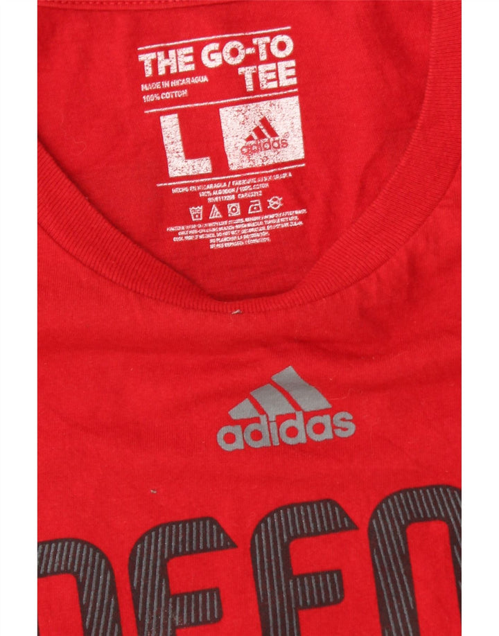 ADIDAS Womens Toronto Graphic T-Shirt Top Large Red Cotton Vintage Adidas and Second-Hand Adidas from Messina Hembry 