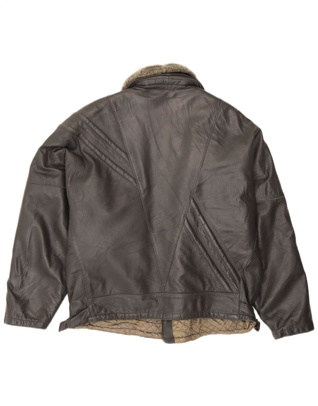 Vintage Herre Læder Biker Jacket UK 40 Stor Sort Læder
