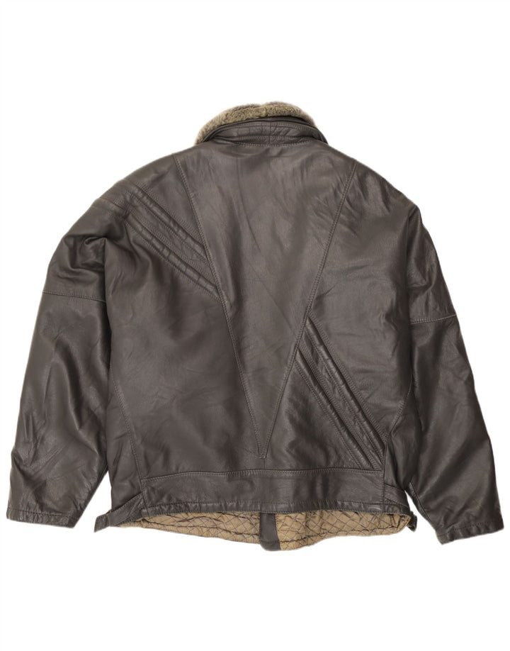 Vintage Herre Læder Biker Jacket UK 40 Stor Sort Læder