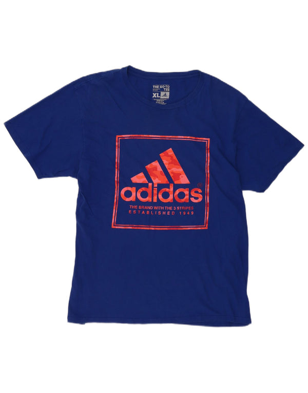 Adidas Mens Graphic T-Shirt Top XL Blue Cotton