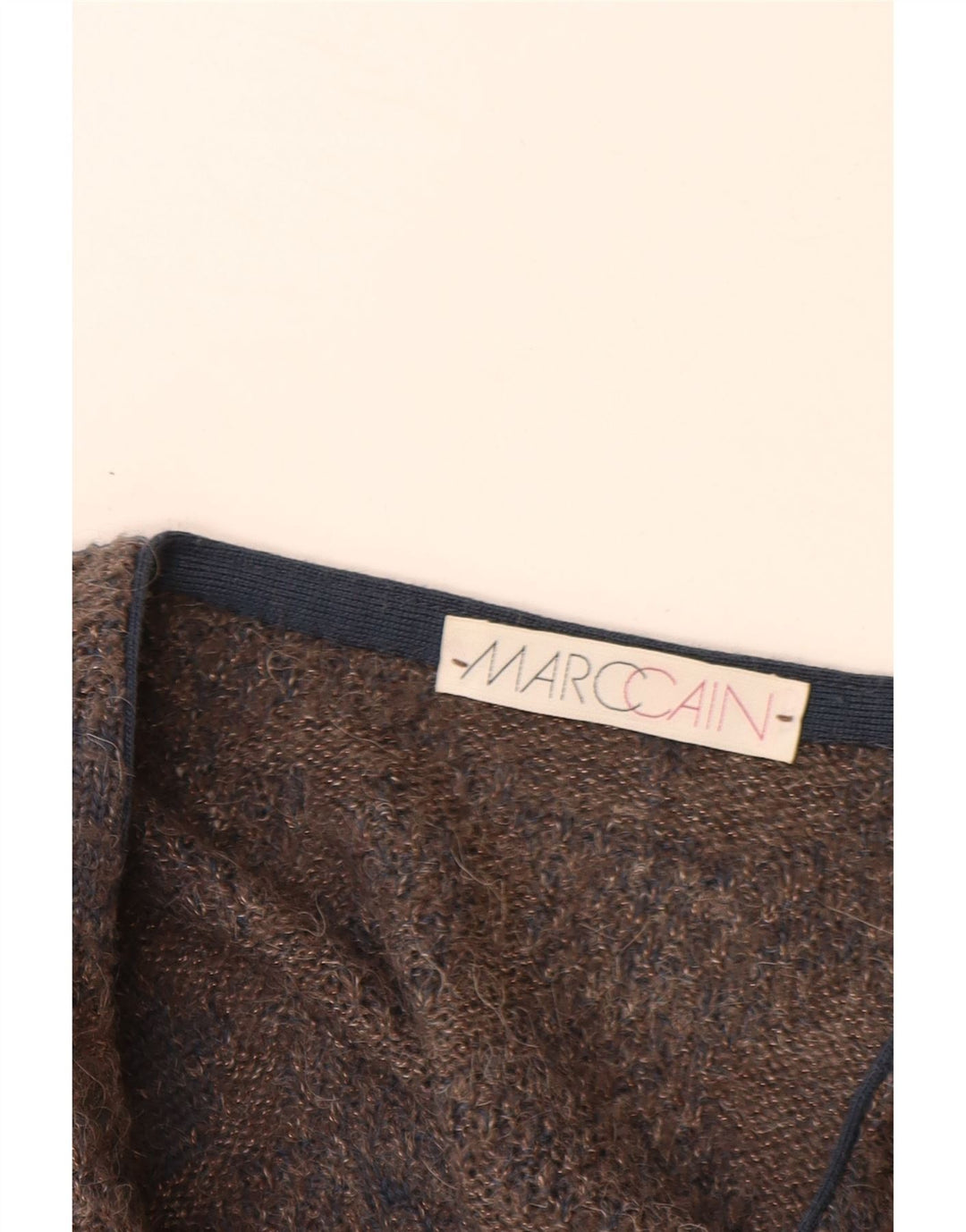 MARCCAIN Herre V-hals sweater XL Brun geometrisk uld